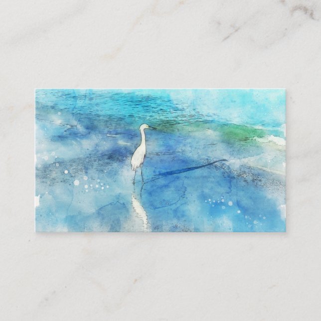 Tropical Beach in Teal Aqua Turquoise Blue Business Card (Front)