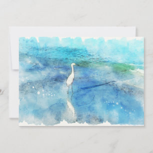 Tropical Beach in Teal Aqua Turquoise Blue Card