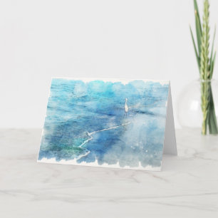 Tropical Beach in Teal Aqua Turquoise Blue Card