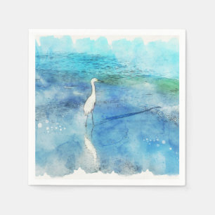 Tropical Beach in Teal Aqua Turquoise Blue Napkin