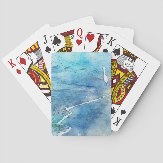 Tropical Beach in Teal Aqua Turquoise Blue Playing Cards (Back)