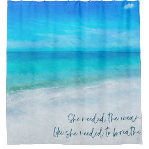 Tropical Beach in Teal Aqua Turquoise Blue Quote P