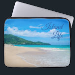 Tropical Beach Island Life Laptop Sleeve<br><div class="desc">Perfect for those who dream of living the beach life on an island. A beautiful tropical beach photo with turquoise water and the words "Island Life" in cursive script over the blue sky.</div>