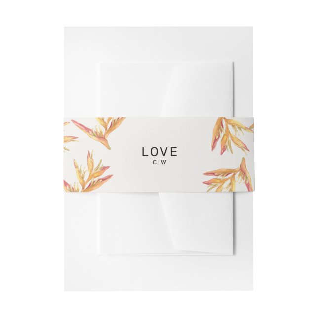 Tropical Beach Ivory Wedding Invitation Belly Band (Front Example)