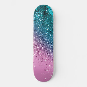 Tropical Beach Lady Glitter #8 Skateboard