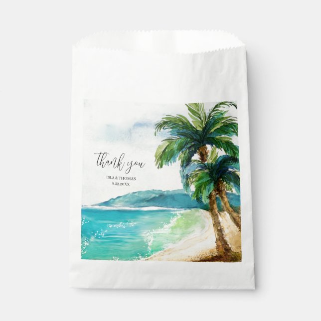 Tropical Beach Lagoon | Palm Paradise Wedding  Favour Bag (Front)