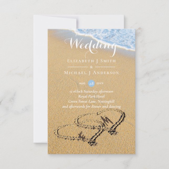 Tropical Beach Love Hearts In Sand BUDGET Wedding (Front)