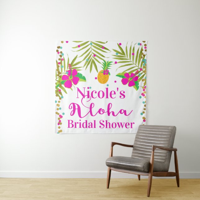 Tropical Beach Luau Aloha Party Backdrop Tapestry (In Situ)