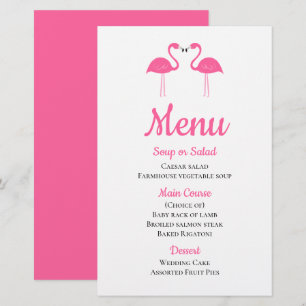 Tropical Beach Luau Flamant rose rose Mariage Menu