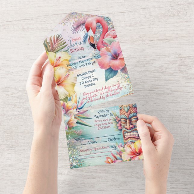 Tropical Beach Luau Party Invitations (Tearaway)