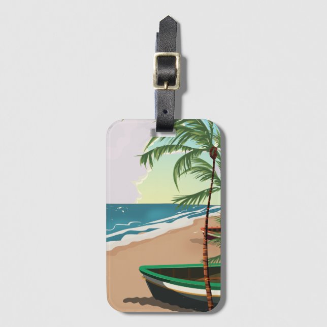 Tropical Beach Luggage Tag (Front Vertical)