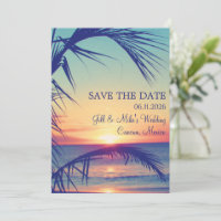Tropical Beach Mexico Wedding Save the Date