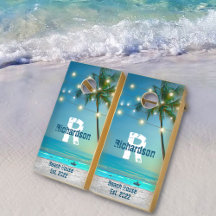 Tropical Beach Monogram Palm Trees String Lights 