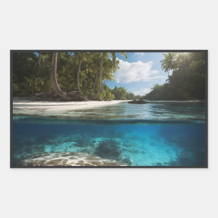 Tropical Beach Mug - Split View Ocean Mug - Above Sticker