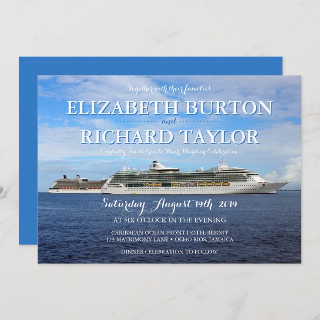 Tropical Beach Nautical Wedding Cruise Invitation (Front/Back)