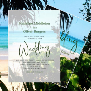 Tropical Beach Ocean Blue Destination Wedding Invitation