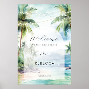 tropical beach ocean bridal shower sign poster