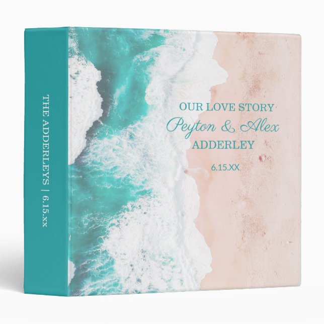 Tropical Beach Ocean Bride Groom Wedding   Binder (Front/Spine)