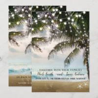 Tropical Beach Ocean Palm Trees & Lights Wedding