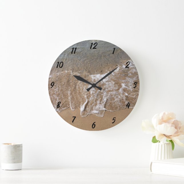 Tropical Beach Ocean Sea Sandy Beach Photo Gift Large Clock (Home)