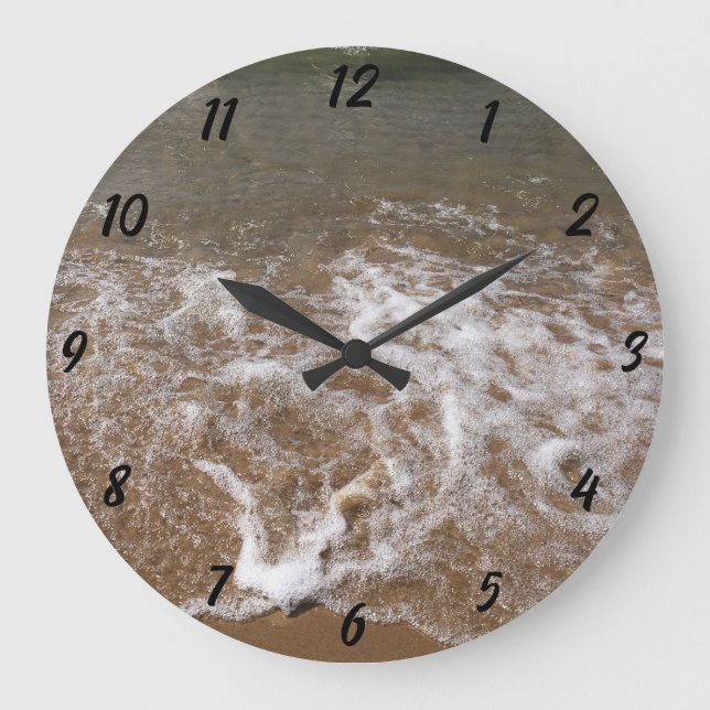 Tropical Beach Ocean Sea Waves Photo Scenic Cool Large Clock (Front)