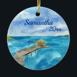 Tropical Beach Ocean Seascape Personalized  Ceramic Ornament<br><div class="desc">This design may be personalized in the area provided by changing the photo and/or text. Or it can be customized by clicking Personalize this Template and then choosing the click to customize further option and delete or change the colour of the background, add text, change the text colour or style,...</div>