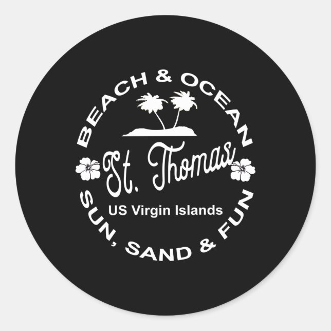 Tropical Beach Ocean St Thomas Us Island Classic Round Sticker (Front)