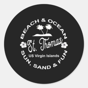 Tropical Beach Ocean St Thomas Us Island Classic Round Sticker