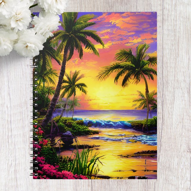 Tropical Beach, Ocean Sunset Notebook (Creator Uploaded)