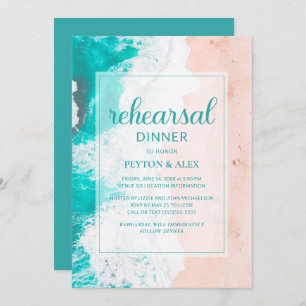 Tropical Beach Ocean Turquoise Teal Rehearsal Invitation