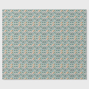 Tropical Beach Ocean Waves Hawaiian Floral Pattern Wrapping Paper
