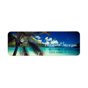 Tropical Beach Palm Étiquette