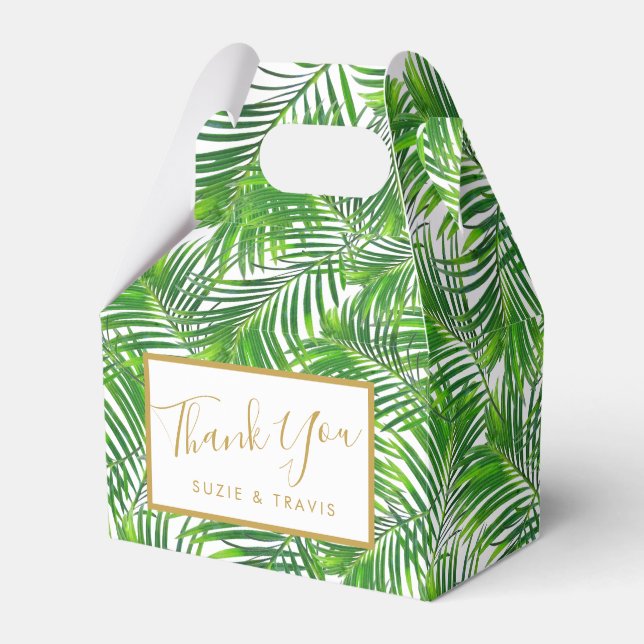Tropical Beach Palm Leaves Greenery Favor Box (Front Side)