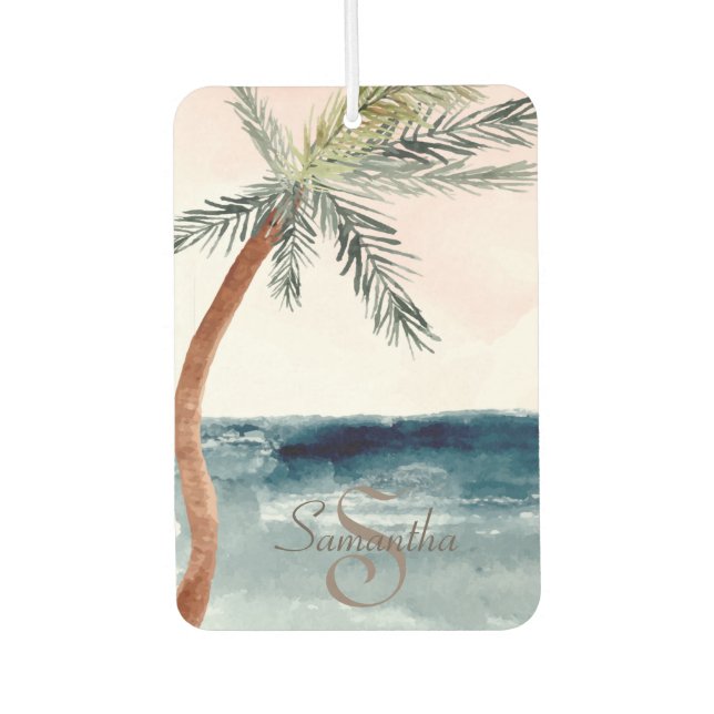 Tropical Beach Palm-Monogram Air Freshener (Front)
