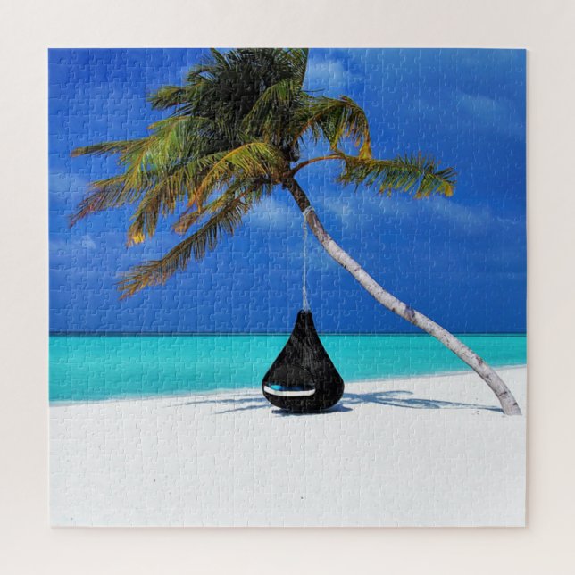 Tropical Beach Palm Relax Jigsaw Puzzle (Vertical)
