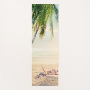 Tropical Beach,Palm, Sand,Seashells- Personalized Yoga Mat