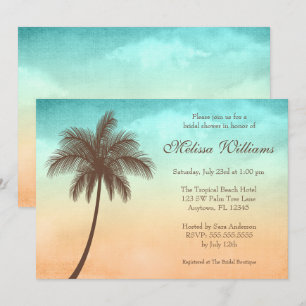 Tropical Beach Palm Tree Bridal Shower Invitation