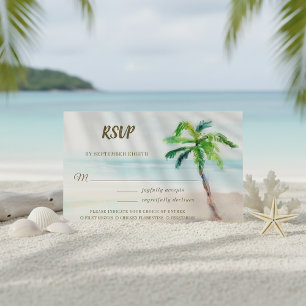 Tropical Beach Palm Tree Meal Choice Wedding RSVP Card