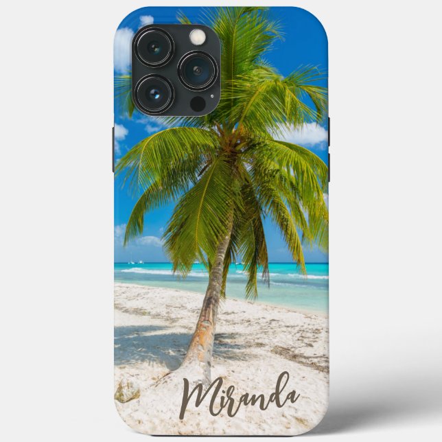 Tropical Beach Palm Tree Personalized Case-Mate iPhone Case (Back)