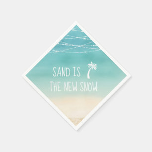 Tropical Beach Palm Tree Sand is the New Snow Napkin