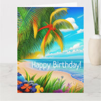 Tropical Beach Palm Tree Scene