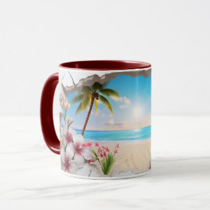 Tropical Beach Palm Tree Scenic Coffee Mug ☕