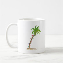 Tropical Beach Palm Tree Watercolor Christmas