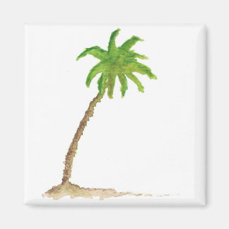 Tropical Beach Palm Tree Watercolor Magnet