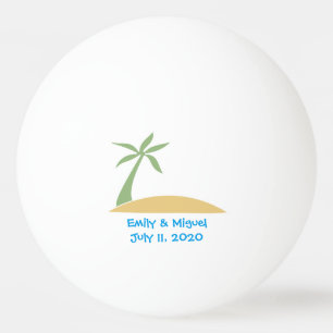Tropical Beach Palm Tree Wedding Favour Ping Pong Ball