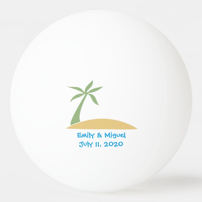 Tropical Beach Palm Tree Wedding Favour Ping Pong Ping Pong Ball (Back)