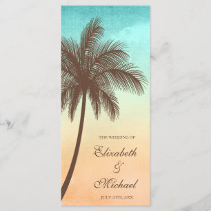 Tropical Beach Palm Tree Wedding Program