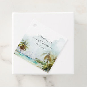 Tropical Beach Palm Trees Bridal Shower Favour Tag