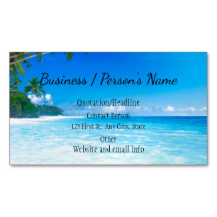 Tropical Beach Palm Trees Ocean Sea Custom Busines Magnetic Business Card