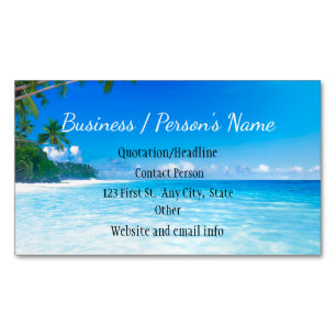 Tropical Beach Palm Trees Ocean Sea Custom Busines Magnetic Business Card